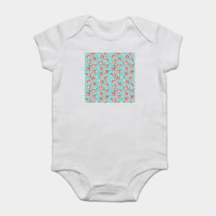 Watercolor painting of tropical strawberries on turquoise background Baby Bodysuit